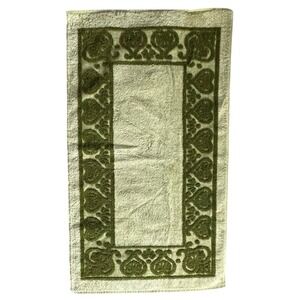 Vintage Sears Superplush Terry Hand Towel Avocado Green Hearts Reversible 27x16